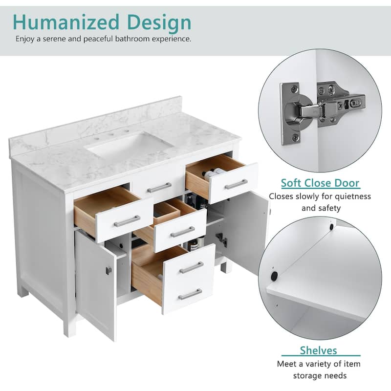 Nephelily 48" 60" 72" Uni-Vanity Bathroom Cabinet with Tall Drawer