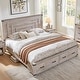 preview thumbnail 8 of 53, Farmhouse Wood Bed Frame with 54" Tall Headboard, 2 Large Drawers Light Rustic Oak - King