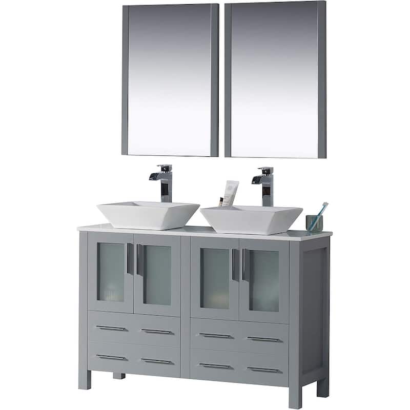 Blossom Sydney 48" Double Bathroom Vanity with Ceramic Sink & Mirrors - Metal Grey