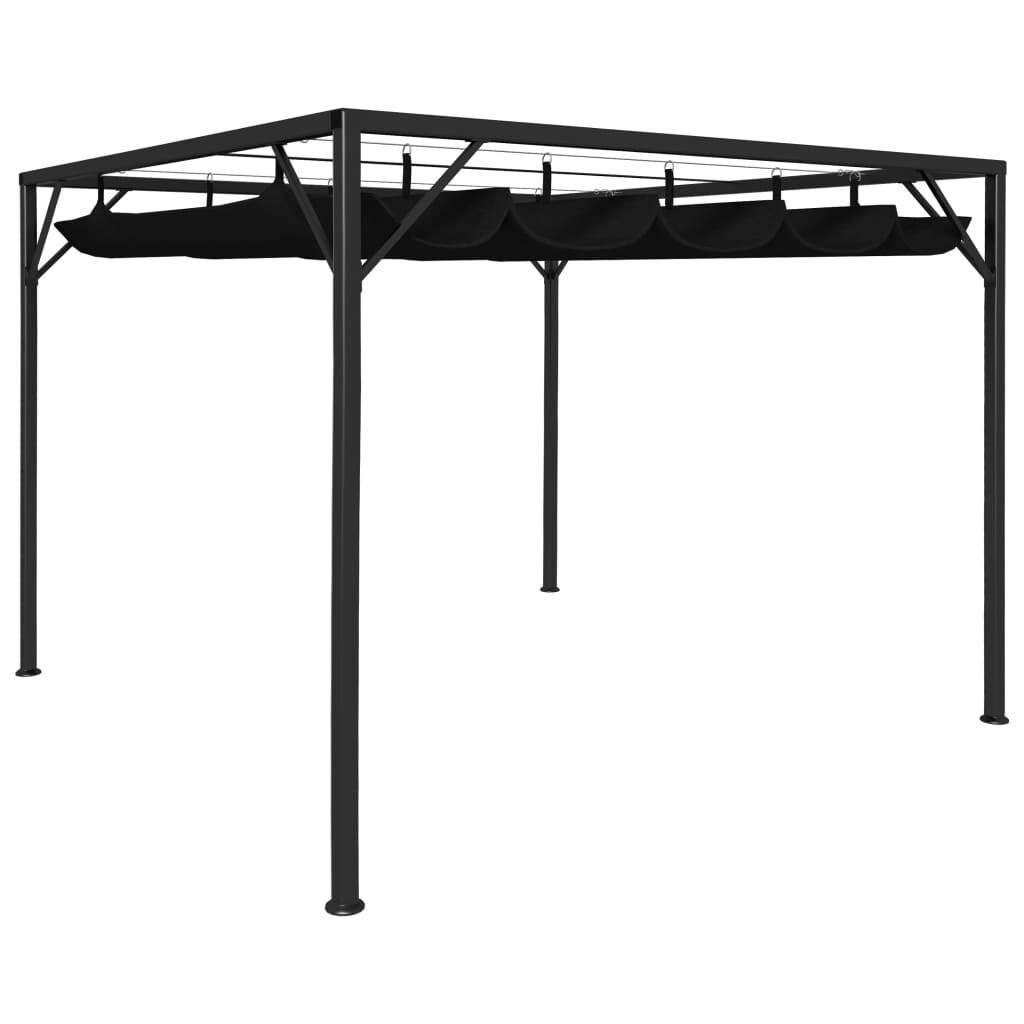 Global Pronex Garden Gazebo with Retractable Roof Canopy 118.1 inchx118.1 inch Anthracite