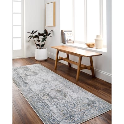 Livabliss Transitional Lillian Medallion Washable Area Rug