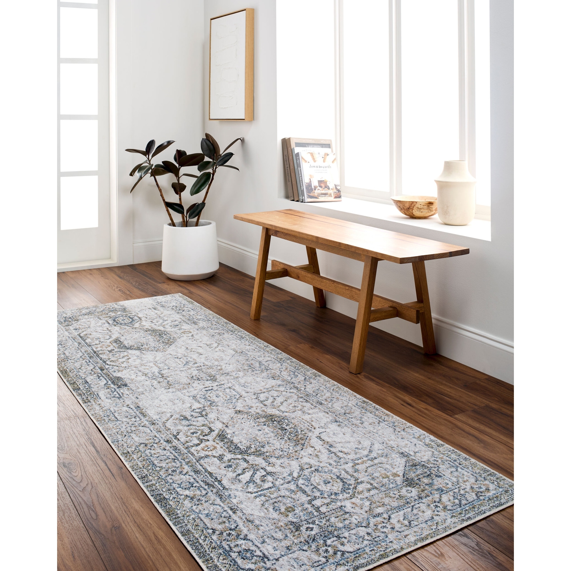 Livabliss Transitional Lillian Medallion Washable Area Rug.