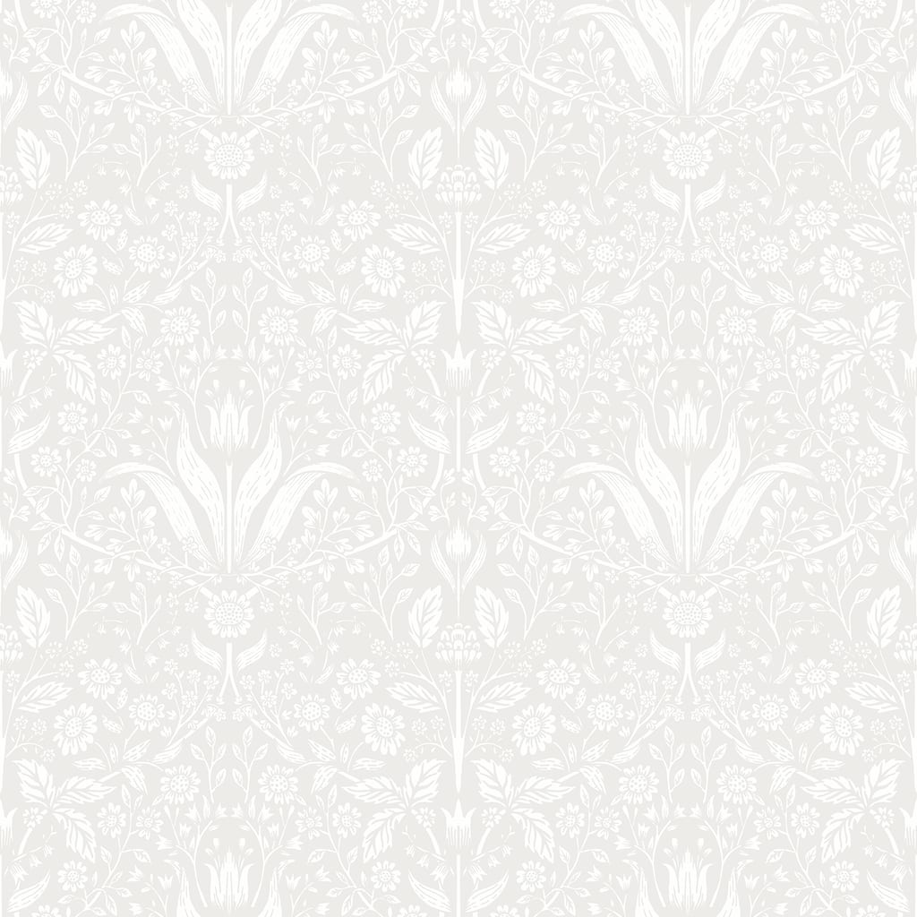 A-Street Prints Mara Light Grey Tulip Ogee Wallpaper
