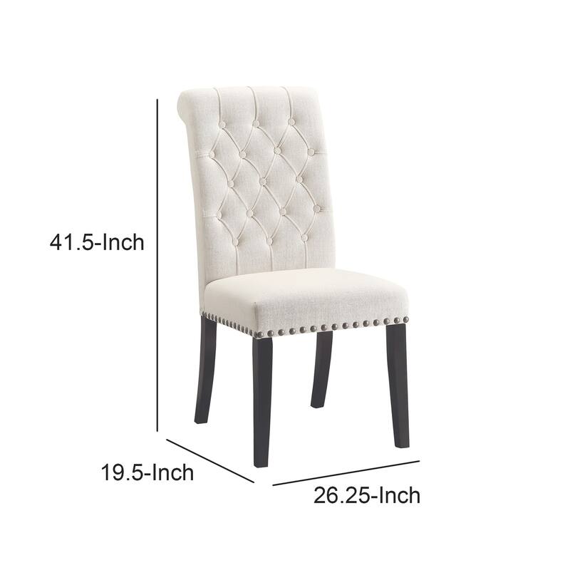 Wooden Dining Chairs Set of 2 with Cream & Black Finish, Farmhouse Accent Seating - 19.5