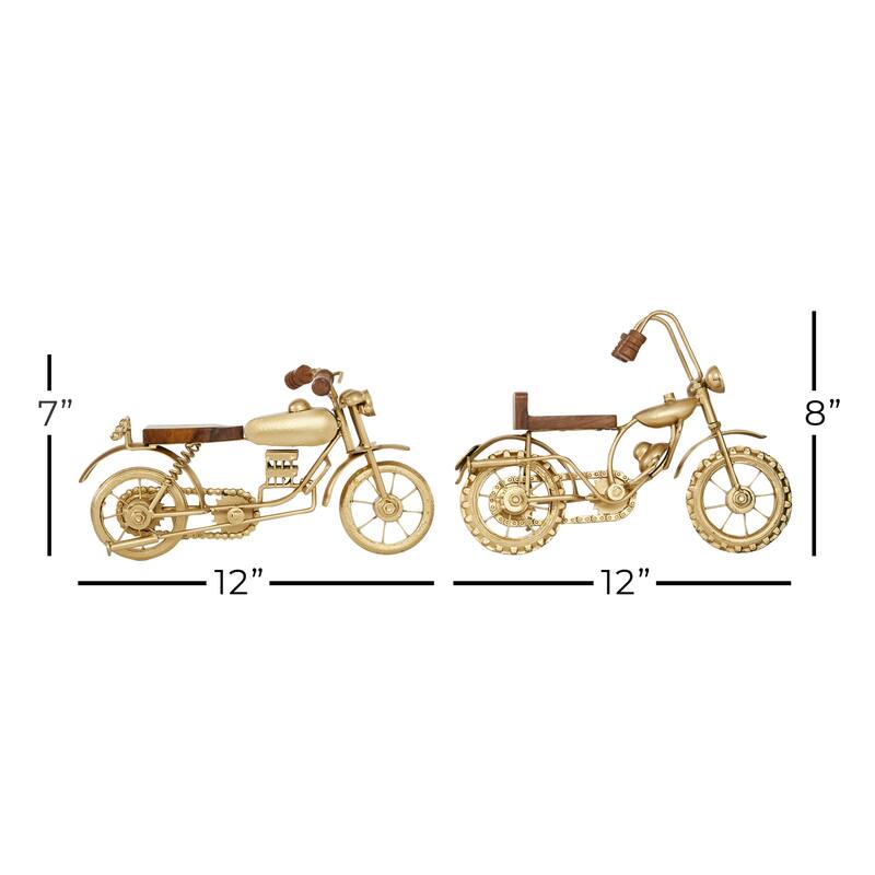 Brown or Gold Metal Motorcycle Sculpture (Set of 2)
