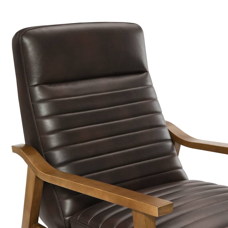 Asher Wood Arm Push Back Recliner - Burnished Brown