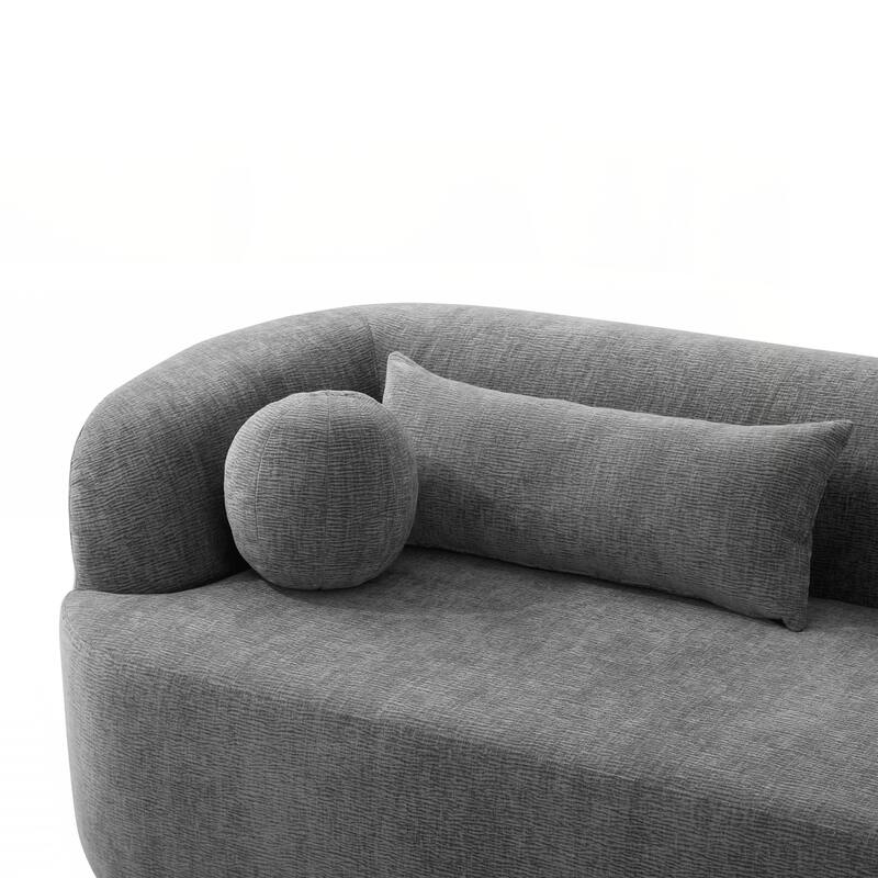 Upholstered Sofa with Pillows, No Assembly Curved Cloud Couch with High-Density Foam