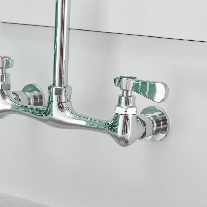 Double-Handle Wall Mounted Swivel Kitchen Faucet