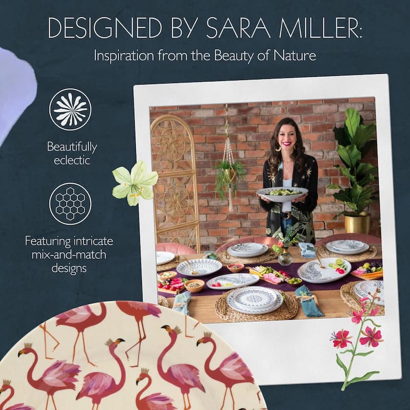 Portmeirion Set of 4 Sara Miller Flamingo Melamine Plates