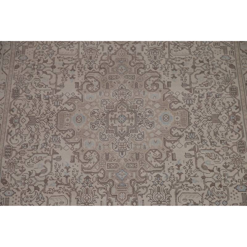 Distressed Tabriz Persian Vintage Area Rug Hand-knotted Wool Carpet - 6'10" x 9'6"