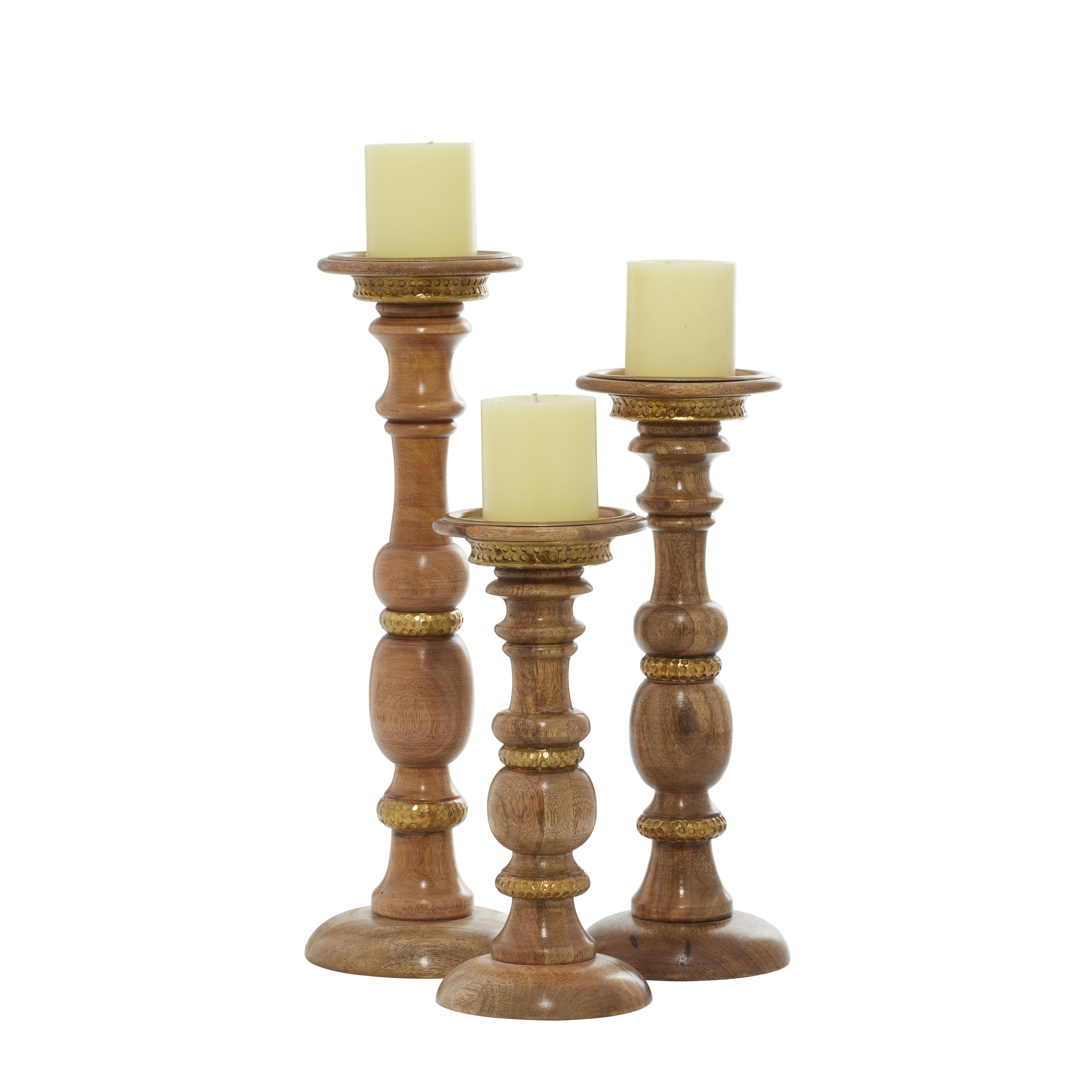 Roche River Decor - Mango Wood Candle Holder - Set of 3 Brown