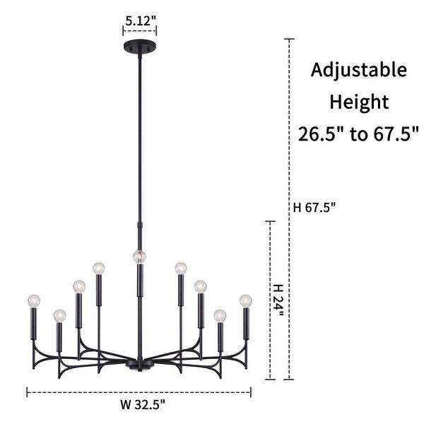 KAWOTI 9-Light Dimmable Modern Contemporary Chandelier Pendant Light - W32.5"*H67.75"