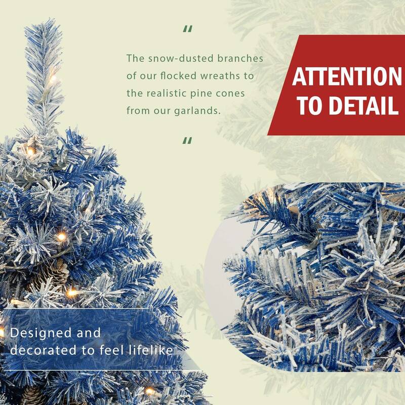 Pre-lit Xmas Tree Artificial Christmas 4-Piece Set in Blue