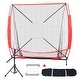preview thumbnail 1 of 5, 5x5 ft Baseball Softball Practice Net with Bow Frame, Carry Bag, Strike Zone, Ball, Batting Tee - 5*5 feet 5*5 feet