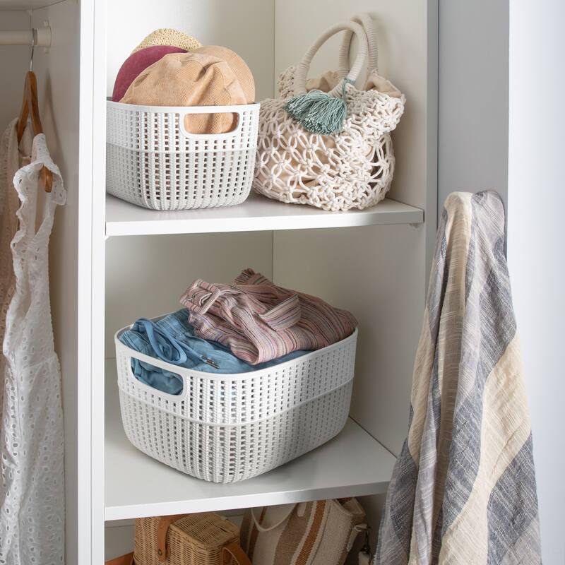 Simplify 2-Tone Decorative Medium Storage Basket