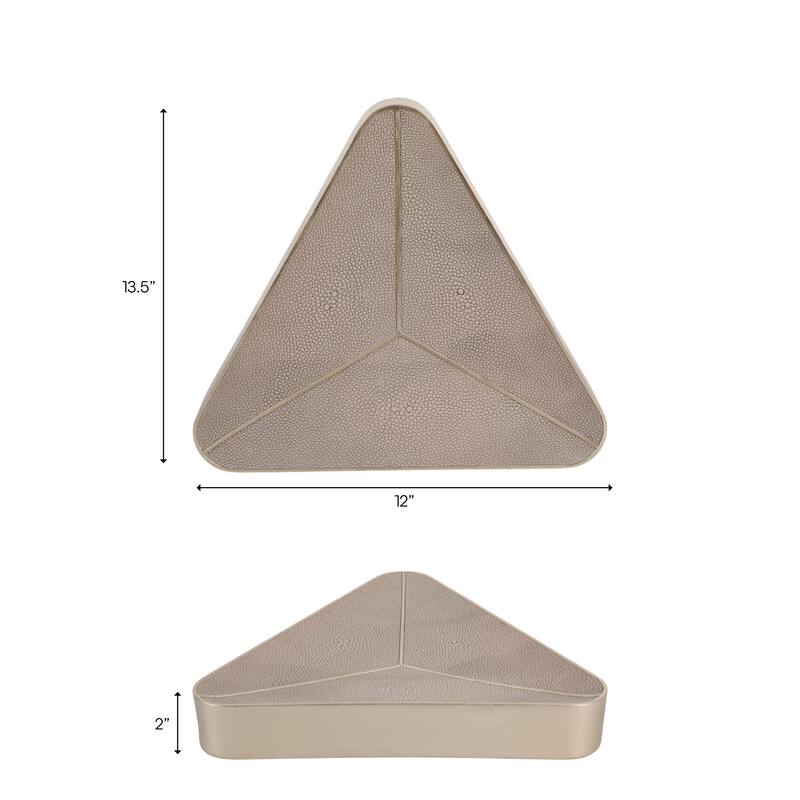 Resin Decorative Bowl Textured Triangular Geometric Accent - 13" Beige - 13.5" x 2" x 12"