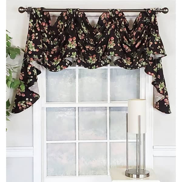 slide 2 of 2, RLF Home Quality Norfolk Multi 3-Scoop Victory Swag - 65x26 Black
