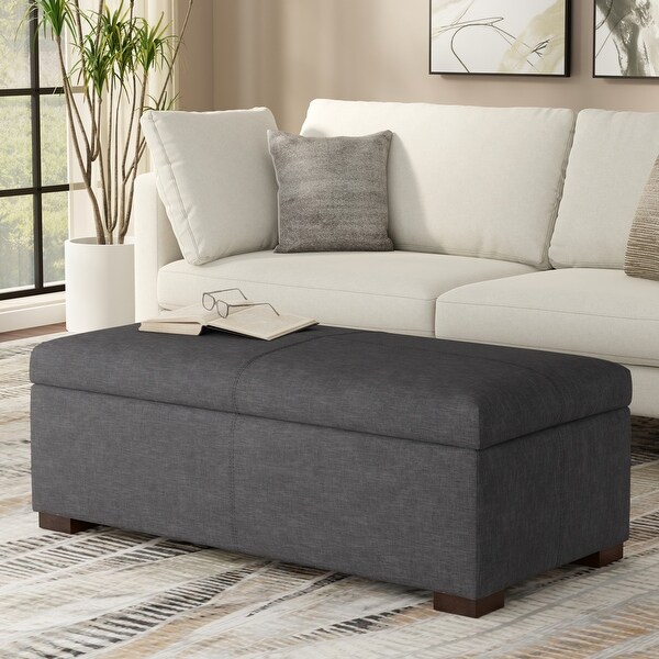 Wyndenhall Frankie 48 inch Wide Contemporary Rectangle Storage Ottoman Slate Grey