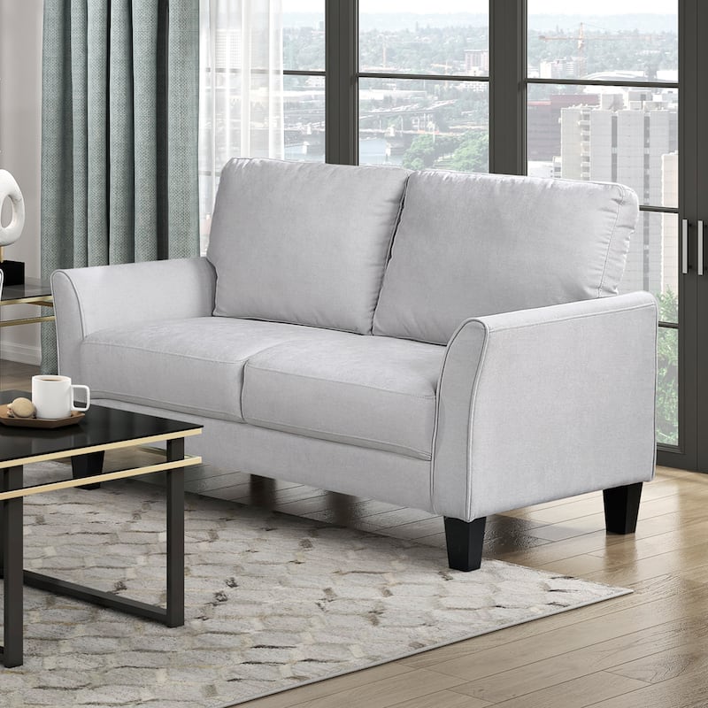 Felix 56" Textured Living Room Loveseat - Wood Finish Exposed Feet