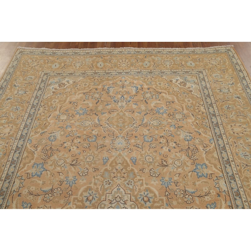 Mashad Persian Vintage Area Rug Hand-Knotted Wool Carpet - 6'6"x 9'10"