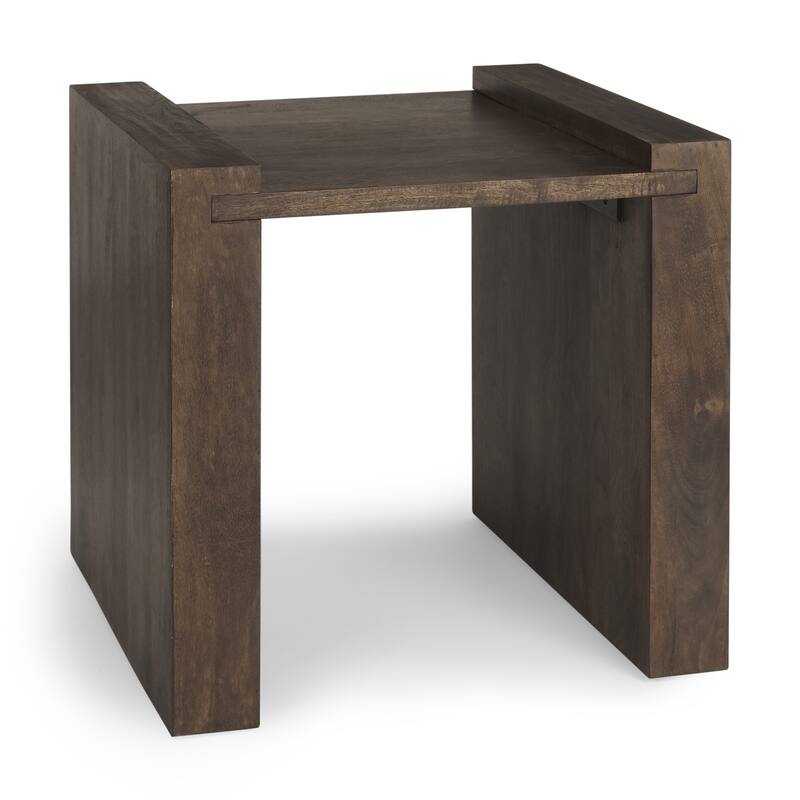 HomeRoots 22" Espresso and Brown Solid Wood and Wood Tray Table - 22.00 in. x 22.25 in. x 23.00 in.
