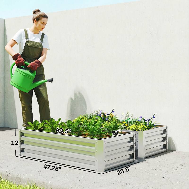 Outsunny Galvanized Raised Garden Bed, 4' x 2' x 1' Metal Planter Box, for Growing Vegetables, Flowers, Herbs, Succulents