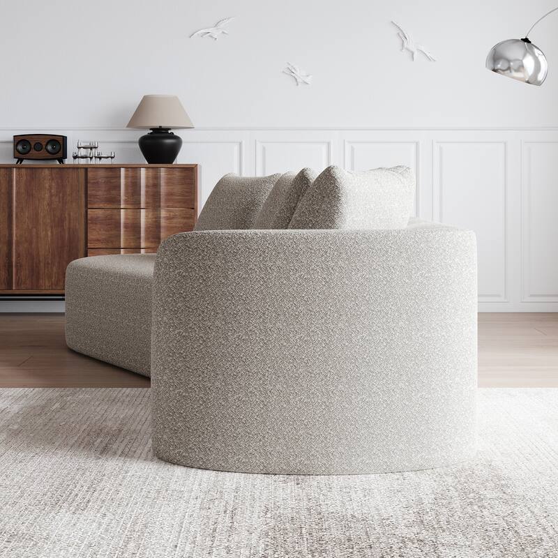 Modular Curved Sectional Sofa, Oversized Chenille Cloud Couch, Compressed Upholstered Sofa with 4 Throw Pillows