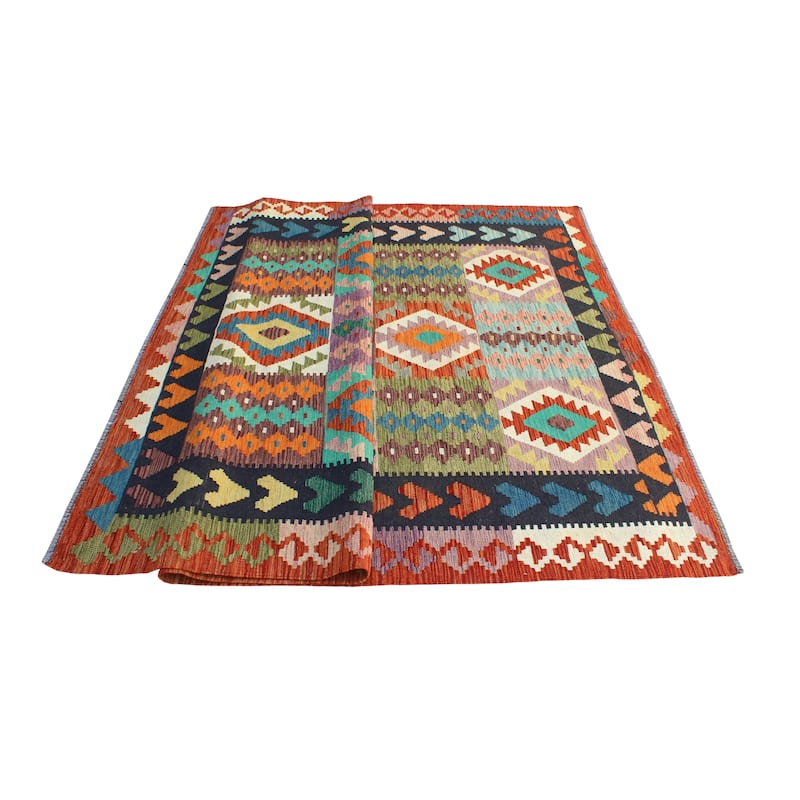 Flatweave Upton Black/Rust Rug - 5'9" x 8'2"