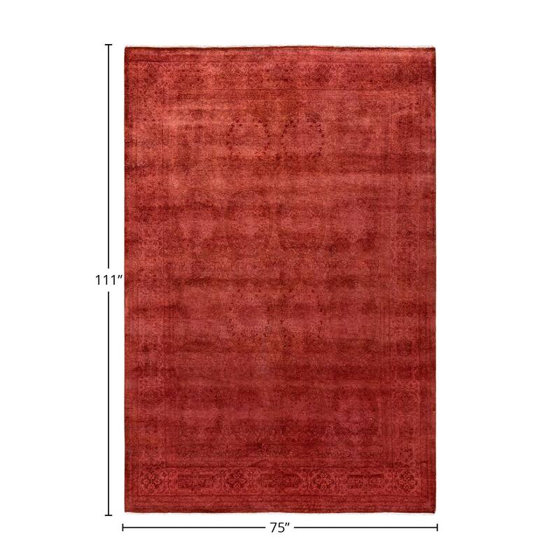 Fine Vibrance, One-of-a-Kind Hand-Knotted Area Rug - Pink, 6' 3" x 9' 3" - 6' 3" x 9' 3"