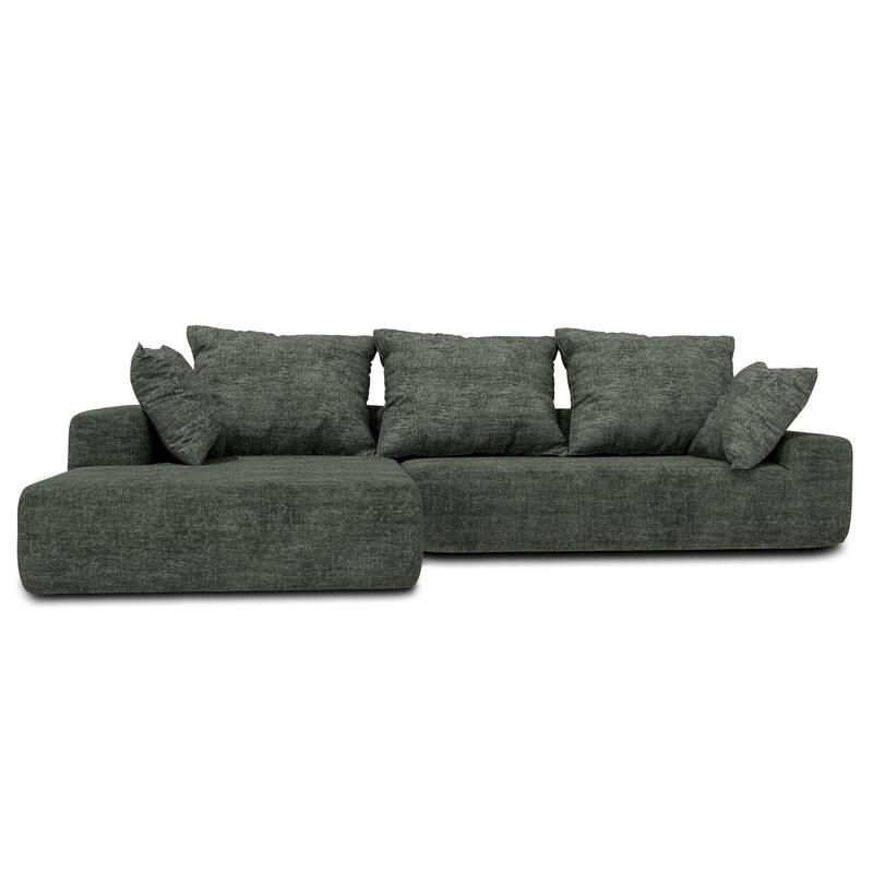 Momei L-Shaped Sofa - High-Density Foam with Spring, Multiple Cushions, Living Room