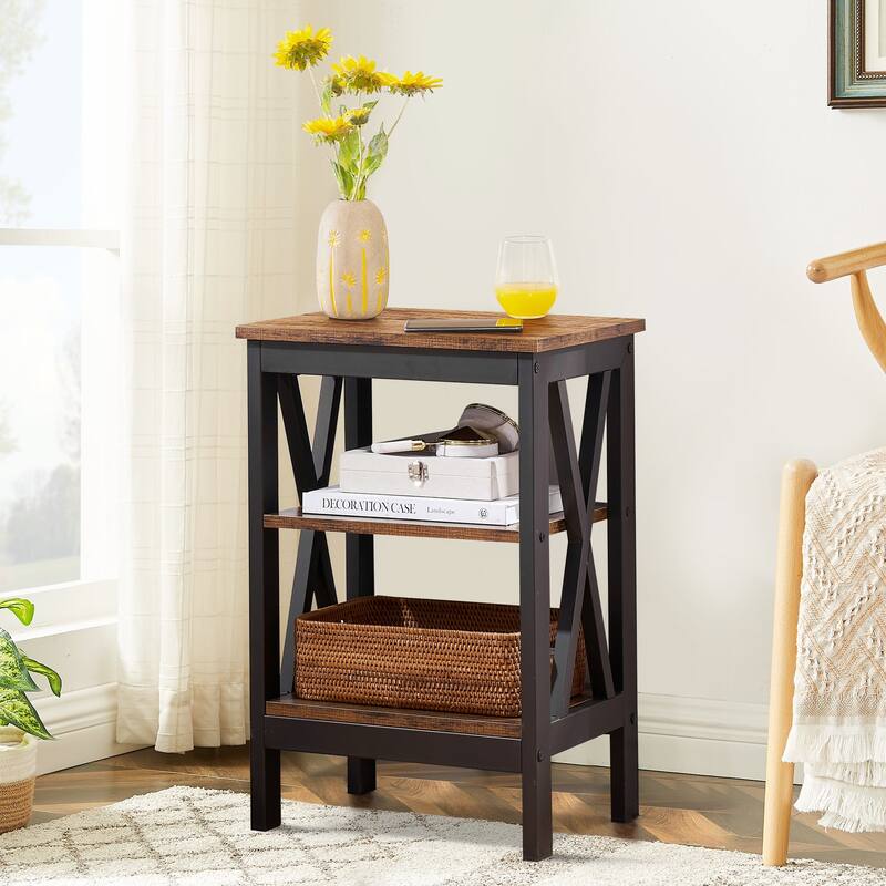 Javlergo Modern Nightstand with 3-tier Storage Shelves Side End Table