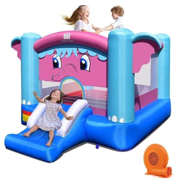 slide 2 of 9, Gymax Inflatable Bounce House 3-in-1 Elephant Theme Inflatable Castle Kids