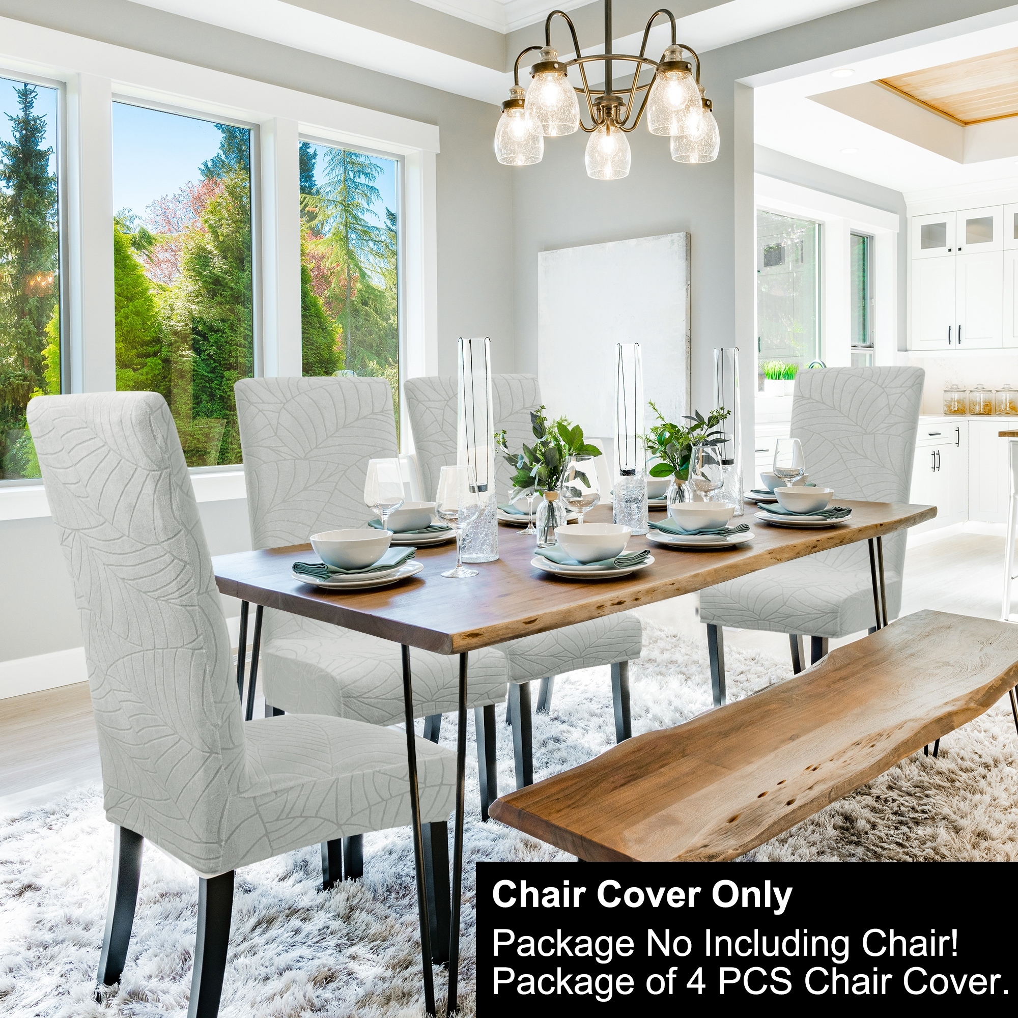 Jacquard Stretch Spandex Removable Dining Room Chair Covers