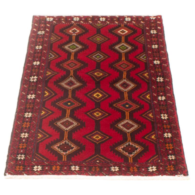ECARPETGALLERY Hand-knotted Royal Baluch Red Wool Rug - 3'3 x 5'11