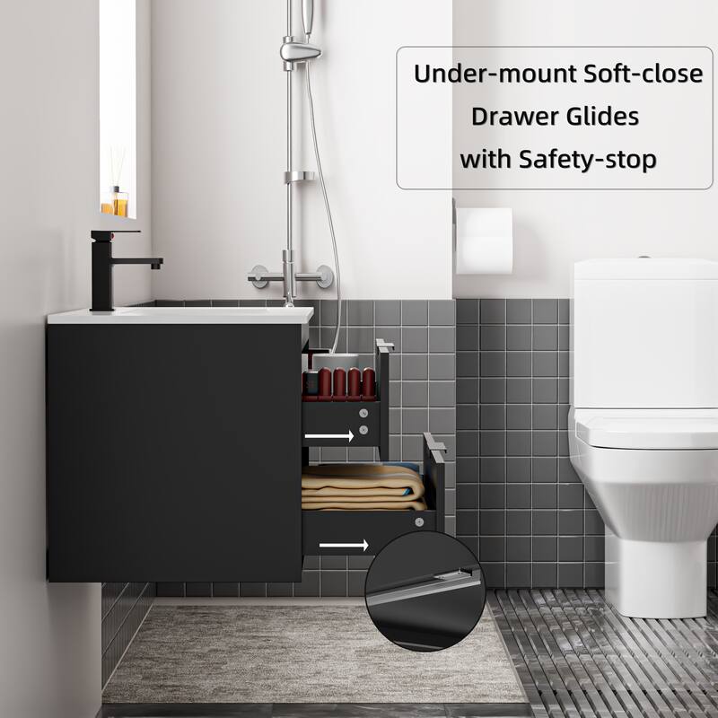 Bathroom Wall Mounted Cabinet Vanity Set with Side Cabinet