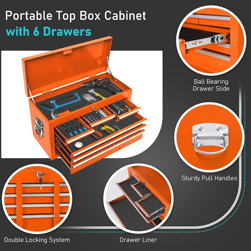 8-Drawer 2 in 1 Rolling Tool Chest Cabinet Garage Storage Toolbox with Detachable Top Tool Box and Universal Lockable Wheels