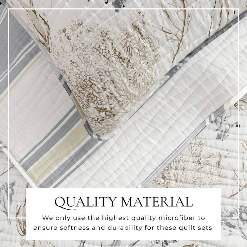 Linery & Co. Coastal Coral Stitched Quilt Set with Shams