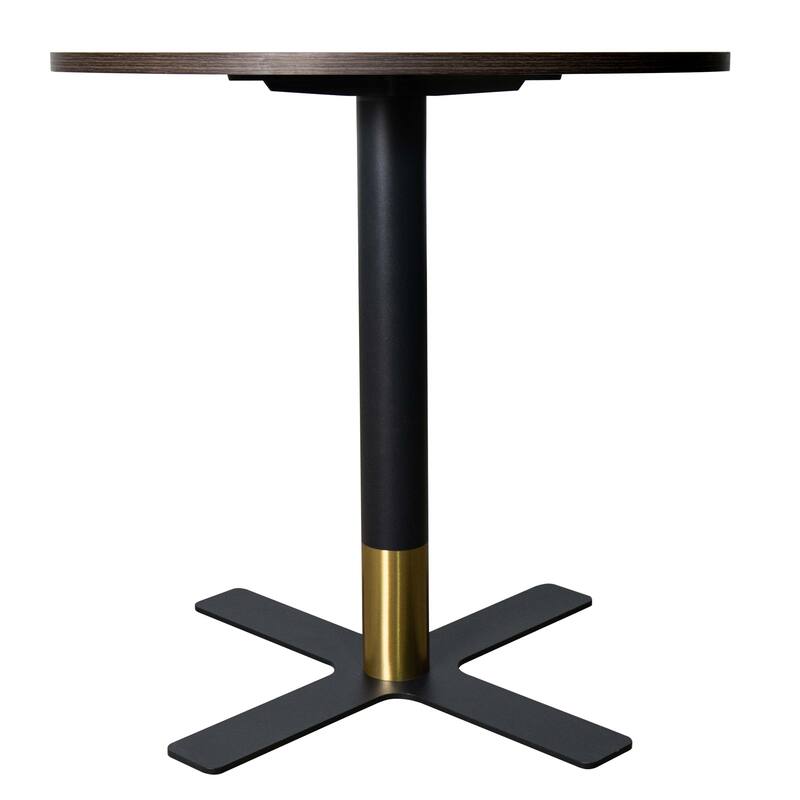 Vail Round Dining Table with 36 in. MDF Tabletop in Black Stainless Steel Cross Legs with Gold Accent Base Kitchen Table