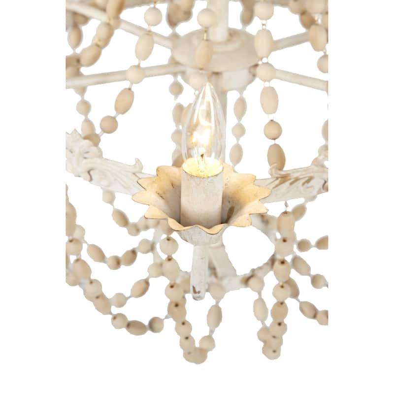 Wood Chandelier - White - Roche River Decor