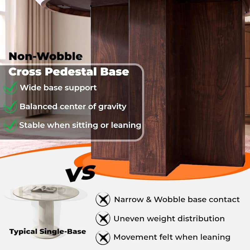 47" Modern Round Dining Table, Thickened Kitchen Table for Dining Room