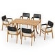 preview thumbnail 3 of 24, Holomn Outdoor 7-piece Acacia Wood Dining Set with Rope Chairs by Christopher Knight Home