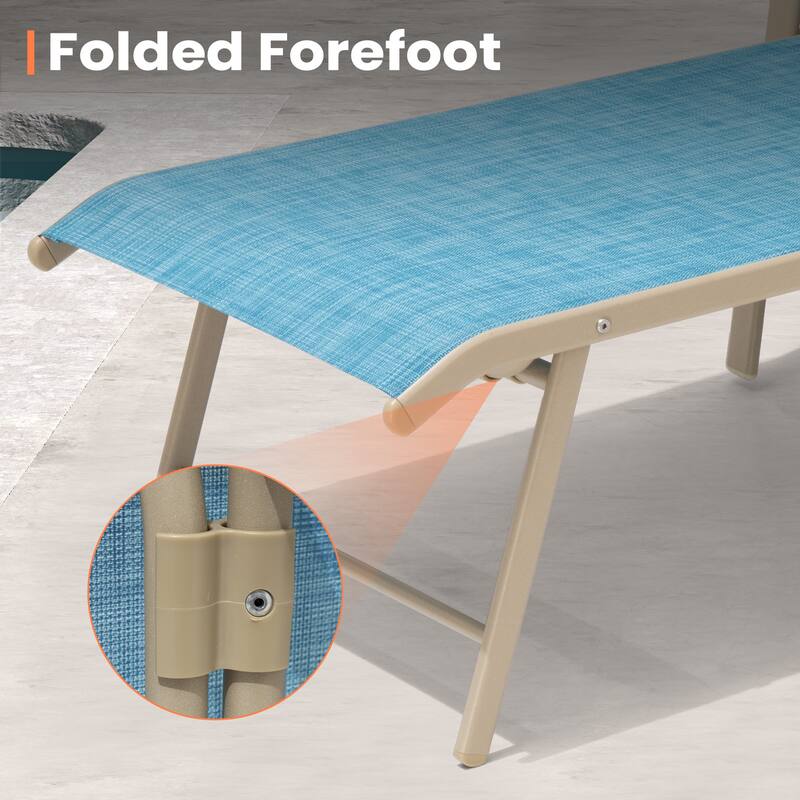 Pellebant Outdoor Lounge Chair Aluminum Adjustable Backrest with side table