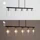 preview thumbnail 7 of 9, Alva Modern 5-Light Black Gold Chandelier Glass Linear Island Lights for Dining Room - 36" L x 3" W x 8" H