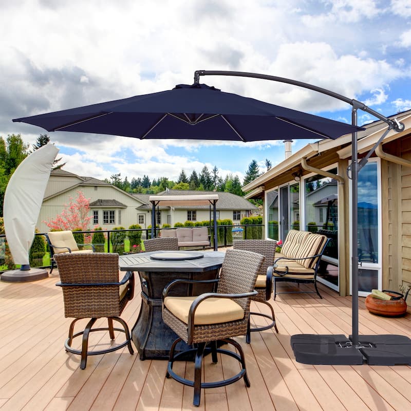 BONOSUKI 10ft Patio Offset Umbrella Outdoor Hanging Umbrella - Navy Blue