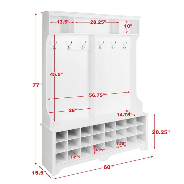 Prepac Hall Tree with Bench and Shoe Storage