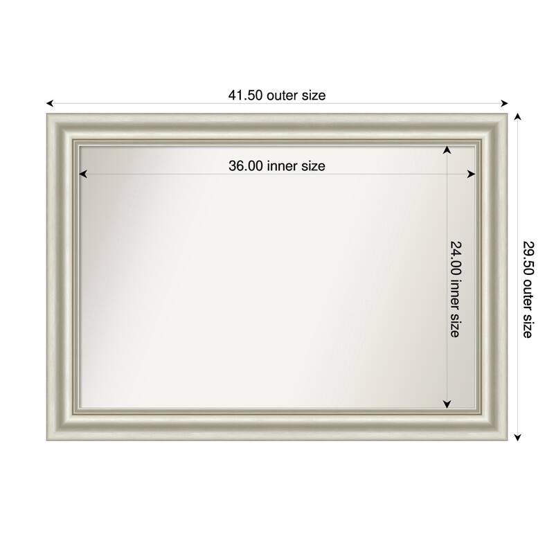 Sophia Non-Beveled Framed Wall Mirror - 42 x 30 in - Sophia Silver