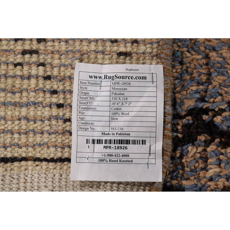 Geometric Moroccan Oriental Area Rug Handmade Wool Carpet - 7'2" x 10'6"