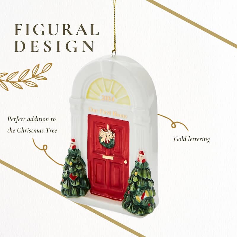 Spode Christmas Tree First Home Door Ornament - 2" D x 4" H