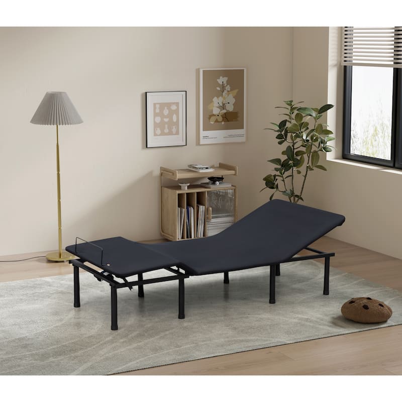 Adjustable Platform Bed Base - Three Fold-TXL-Motorized Head and Foot Incline - Antique Black