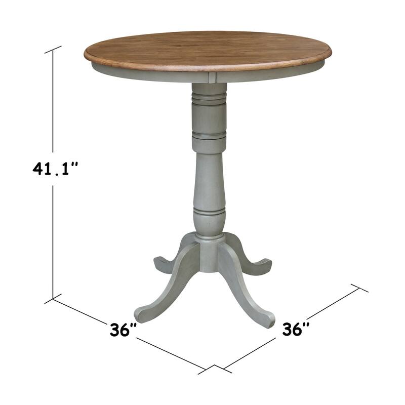 36" Round Top Pedestal Table - Hickory/Stone - N/A